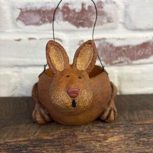 Debbie Piotrowski Easter Bunny Bucket Folk Art Primitive Signed Holiday Decor